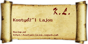 Kostyál Lajos névjegykártya